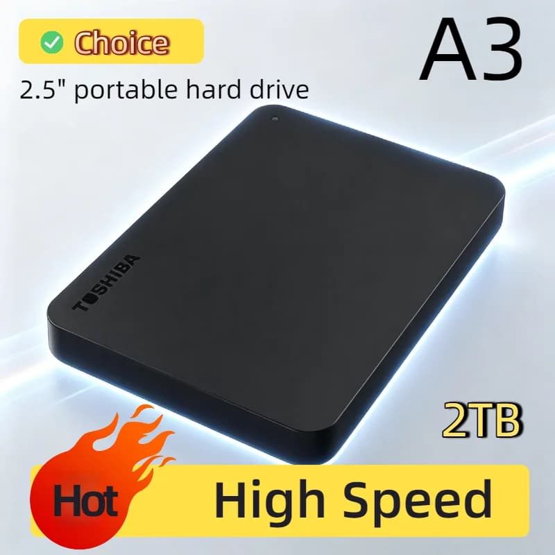 Disco Rigido Esterno Portatile OEM Toshiba A3 da 500GB 1TB 2TB USB3.0 da 2,5 Pollici per Gaming, Antiurto