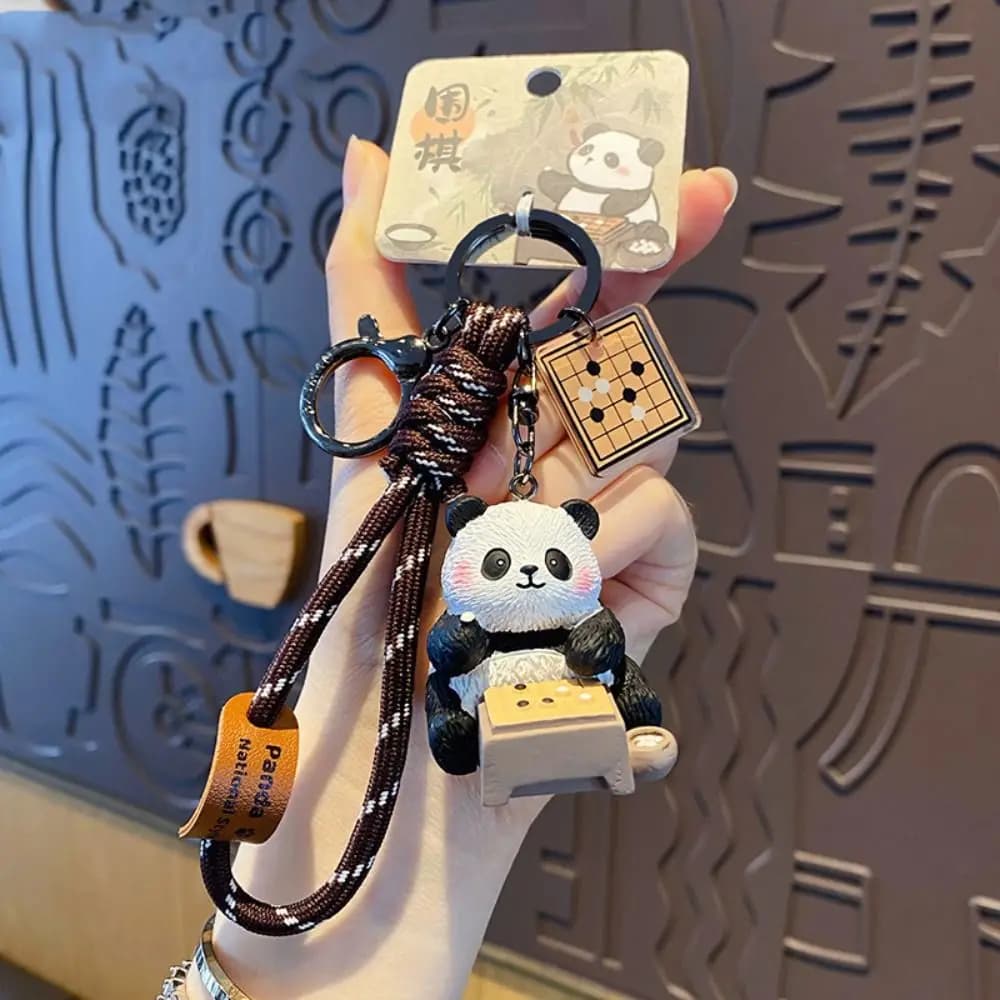 Creative Panda Shape Keyring, Kawaii Pendant for Bag, Chinese Style Ornaments, Key Ring for Auto, Gifts