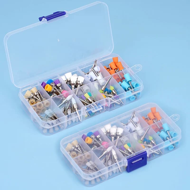 Kit di tazze per lucidatura per spazzole per lucidatura dentale da 100 pezzi Spazzole per profilassi Sbiancamento dei denti Strumenti per odontoiatria