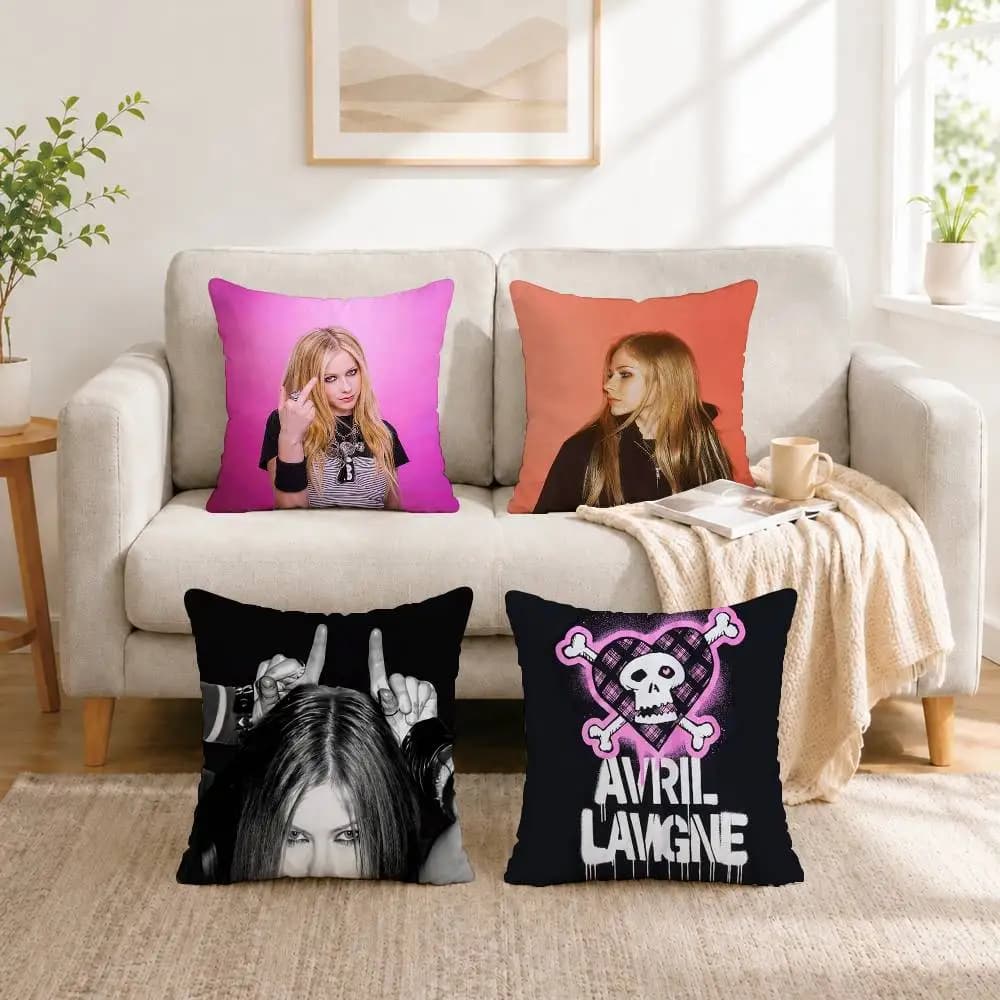 S-Songstress Avril Lavigne Square Double-Sided printed Pillow Case Bedroom Bedside Pillow Sofa Cushion Cover Gift