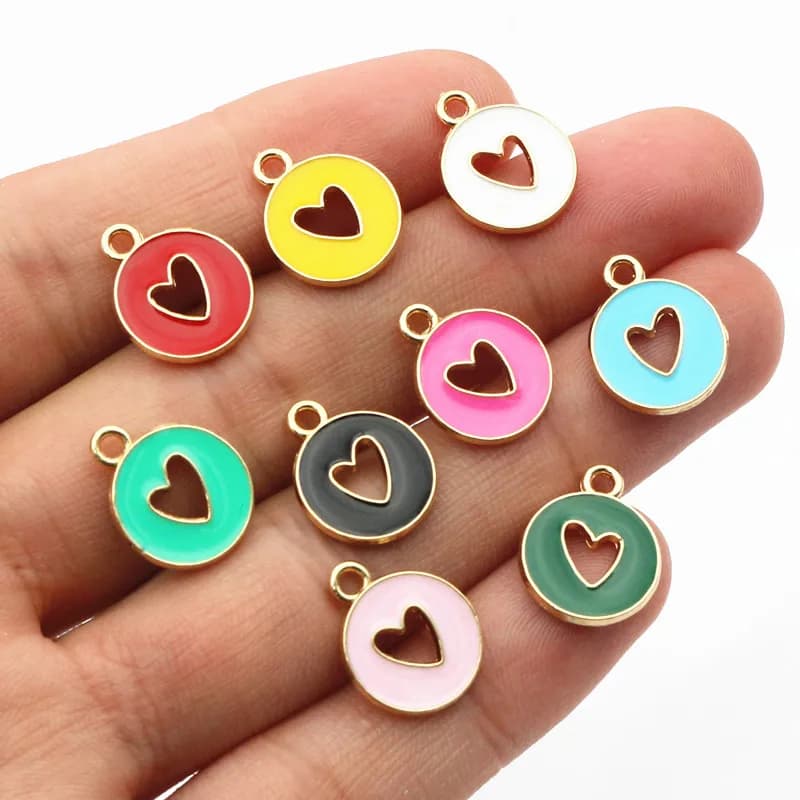 20 pz 15x12mm smalto doppio lato vuoto cuore Charms ciondolo gioielli fai da te che fanno accessori per collana di orecchini braccialetto
