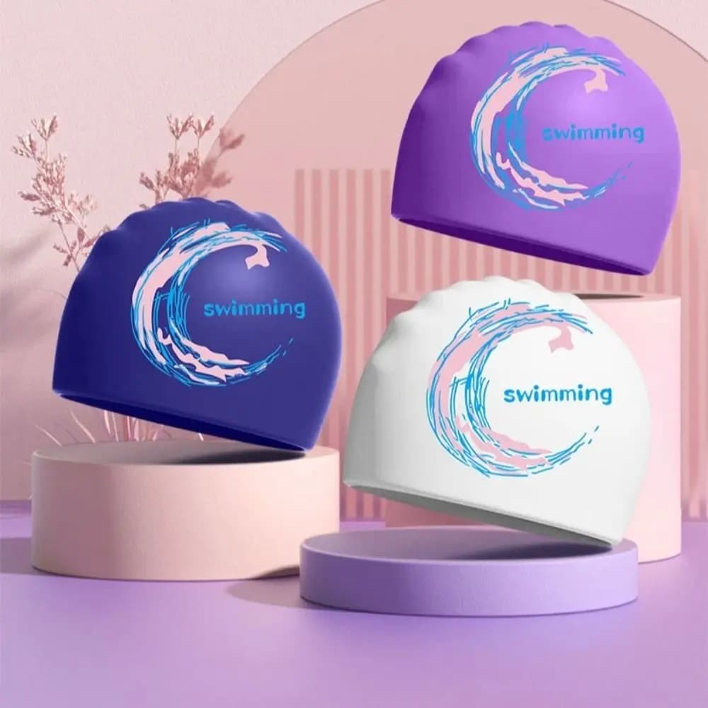 Photography Props Silica Adult Swimming Cap Moon Elastic Diving Cap Star Protect Ears Swimming Hat Swim Pool