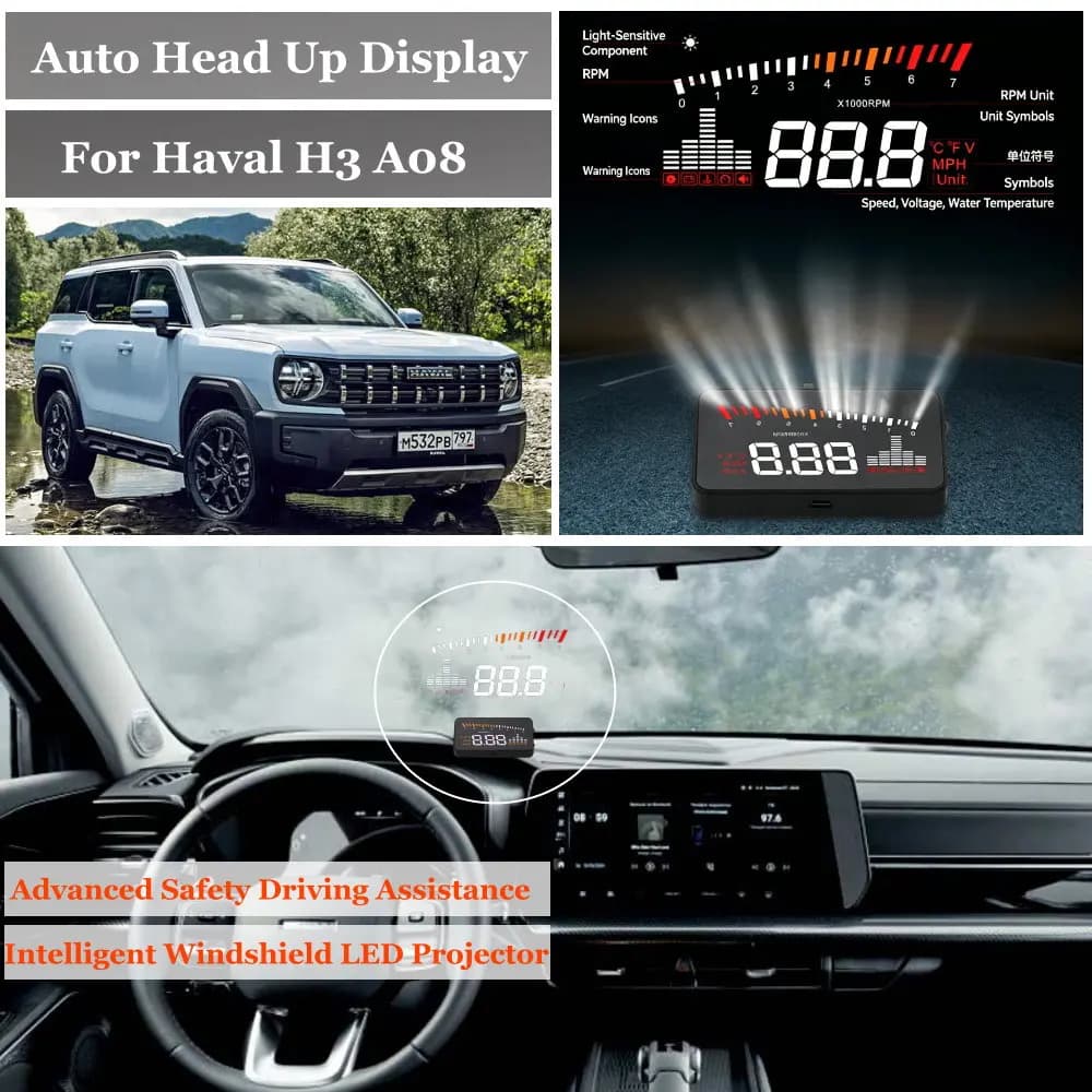 Car Head Up Display For Haval H2 MSZ H3 A08 2015-2026 AUTO HUD Windshield Projector Accessories Speedometer Odometer RPM