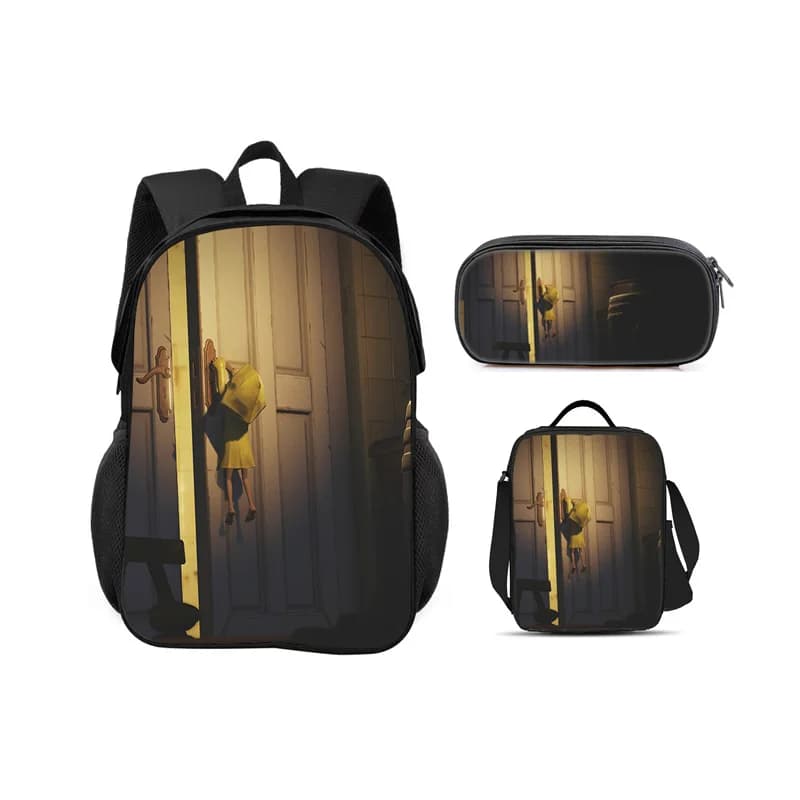 Little Nightmares backpack, pencil case, ice pack, 3Pcs set, cartoon print, for both male and female students attending school