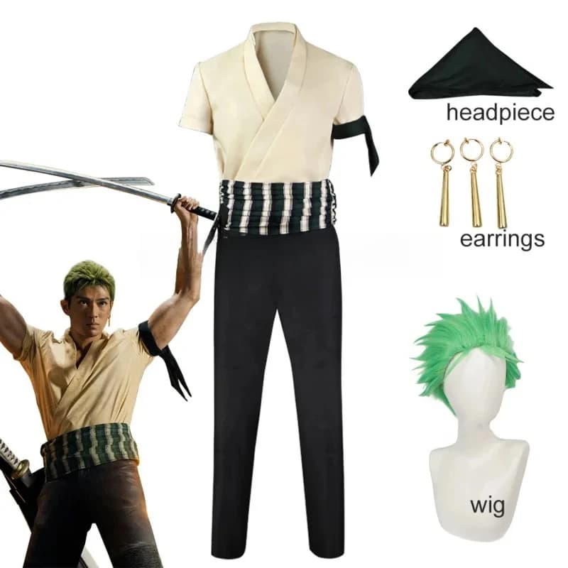 Costume cosplay Roronoa Zoro version 72a real person with earring turban cover man carnival Halloween anime