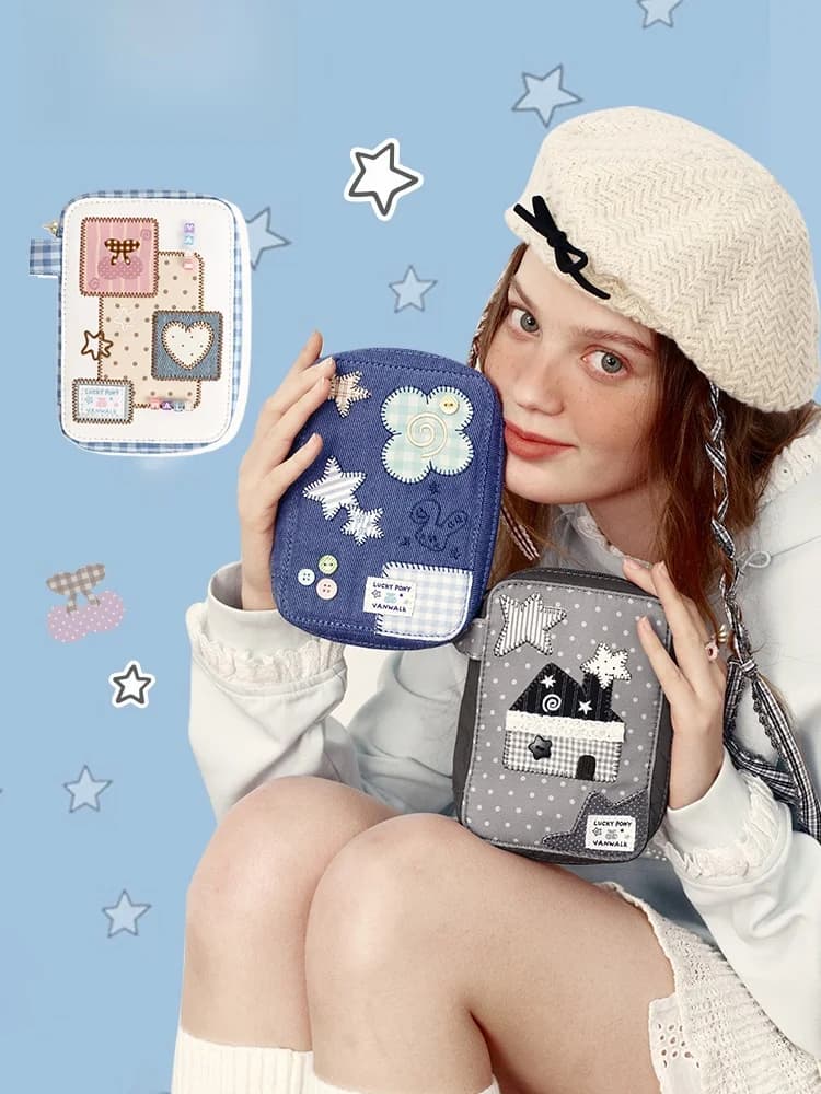 VANWALK Lucky Pony Multi-Functional Storage Bag Women's Travel Document Passport Holder Compact Card Case Korean Style