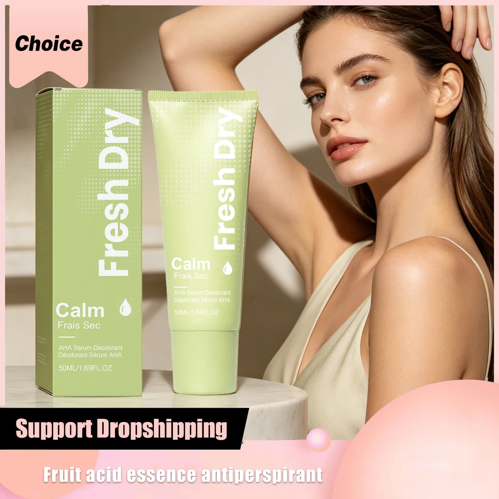 AHA Antiperspirant Cream Underarm Odor Eliminator Anti-Sweat Armpit Long-Lasting Refreshing Fragrance Moisturizes Body Deodorant
