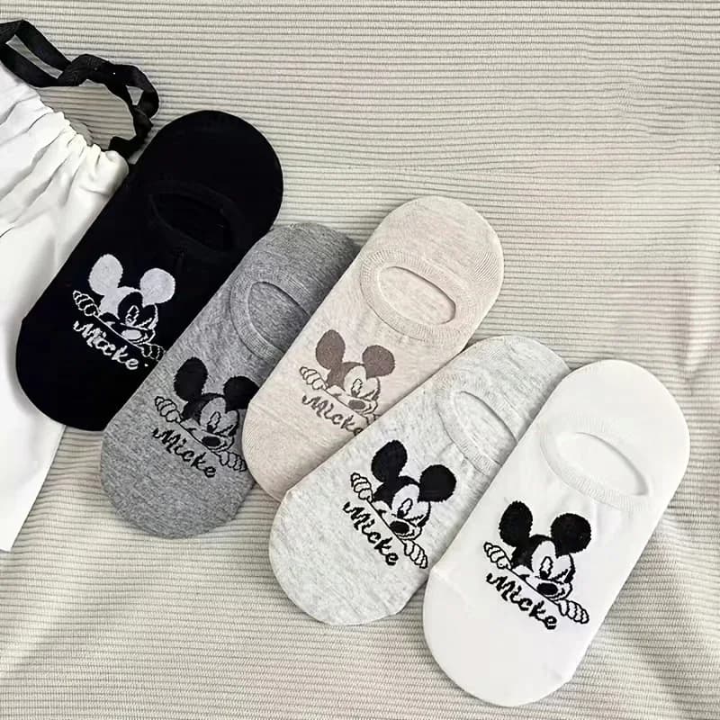 5 paia di calzini anime Mickey Mouse, estivi, neutri, alla moda, carini, con personaggi dei cartoni animati, multifunzionali, traspiranti, da tempo libero, regalo.
