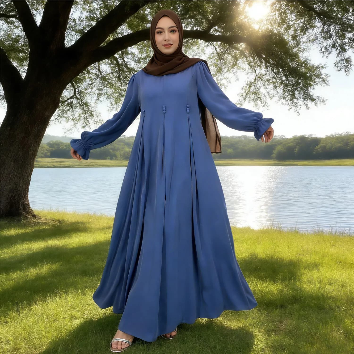 Abito Lungo da Donna Musulmana, Abaya Dubai Eid Jalabiya, Vestito Modesto, Abaya Araba Saudita, Marocco, Ramadan, Maxi Abito