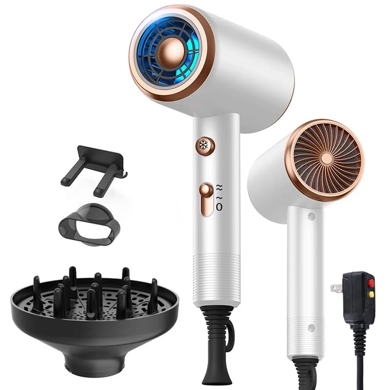 Asciugacapelli Professionale 5 in 1 Potente con Funzione Aria Calda e Fredda, Asciugacapelli Elettrico Termostatico per Capelli Lisci