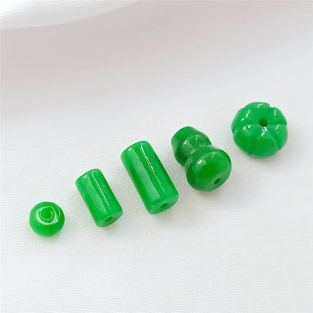 Pietra naturale Zucca verde Zucca Perline distanziatrici Perline cilindriche a secchiello Fai da te Guarnizione distanziatore Bracciale Collana Accessorio per corde