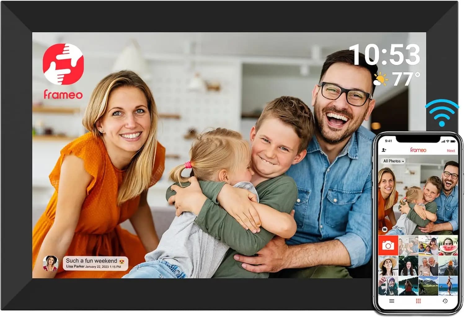 Digital Photo Frame WiFi 10.1 Inch 1280x800 IPS Touch Screen, 32GB, Share Photos via App, Auto-Rotate, Gift for Mom