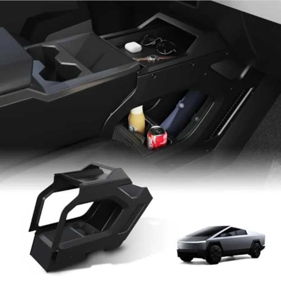 Cyber Truck Center Console Organizer 20232026 Custom Fit Double-Layer Tray Insert Storage System Interior Black Lower Center Co
