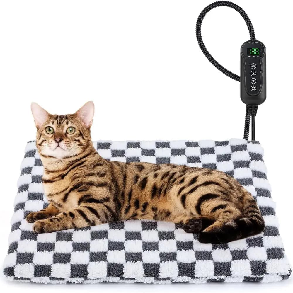 Lettino riscaldato per gatti, 11 cuscinetti riscaldanti per gatti a temperatura regolabile per interni con timer, cuscinetti riscaldanti per animali domestici per cani gatti, calore elettrico per cani P