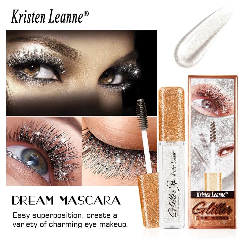 Mascara glitter 4D Stretching Eyelashes Brilliant Diamond Extension Eyelash Brush Beauty Makeup Mascara long-lasting gold color