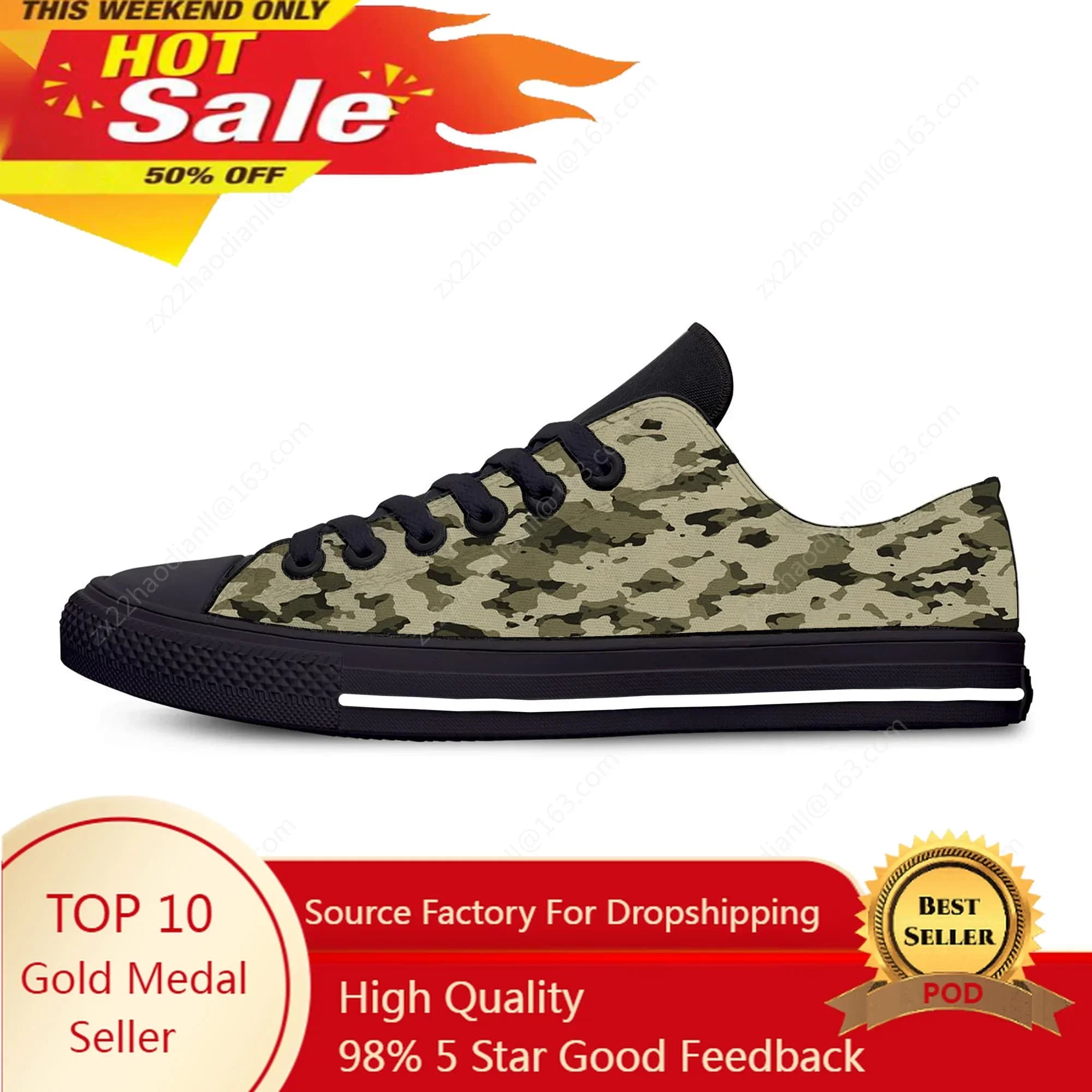 Digital Desert Camouflage Pattern Cool Fashion Casual Cloth Shoes Low Top Lightweight Breathable 3D Print Men Women Sneakers