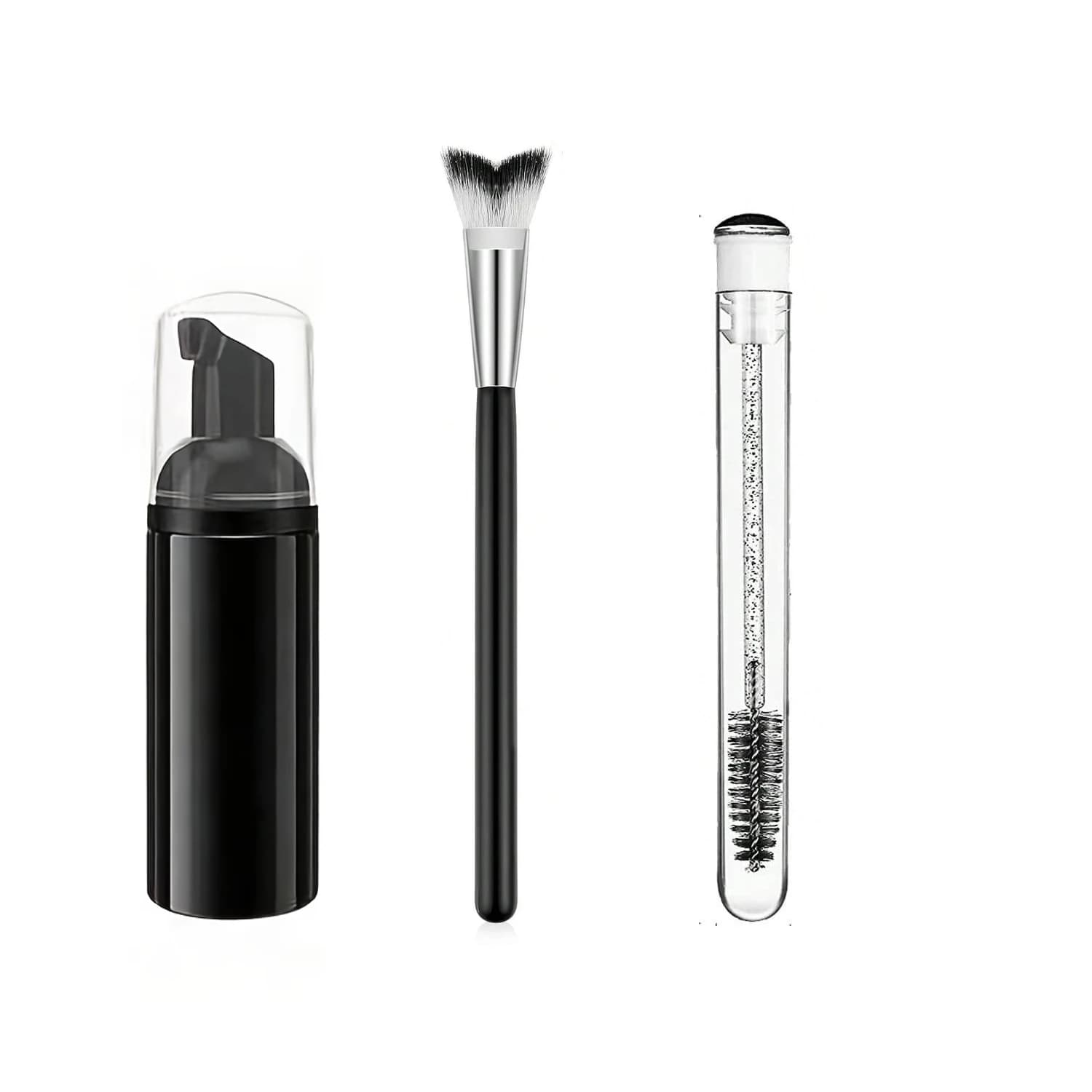 Professional Eyelash Extension Cleaning Kit with Shampoo Soap Lash Brush Foam Bottle Mascara Wands Gel Pads for Salon Supplies