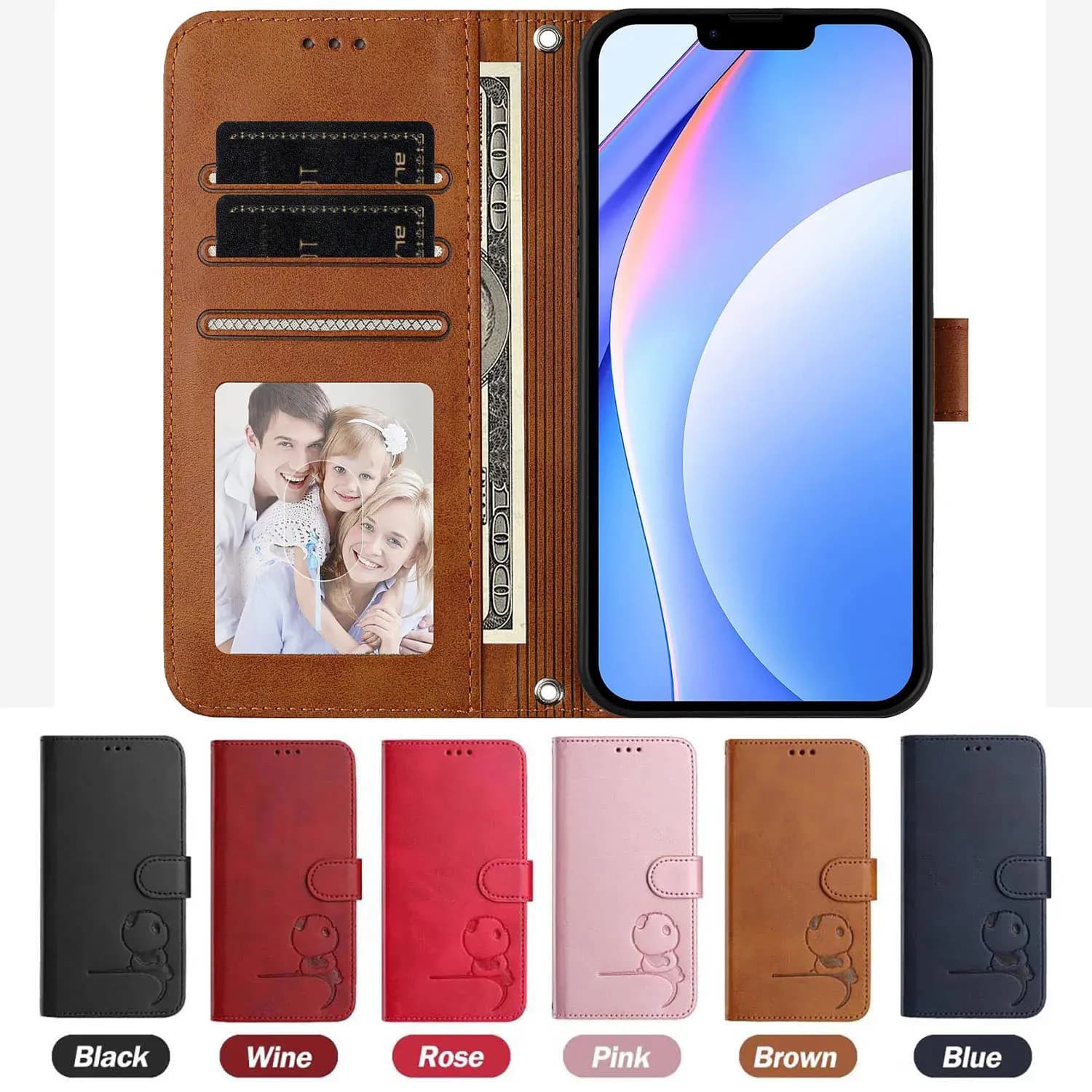 Custodia a libro in pelle con blocco RFID e 3 slot per carte, design Panda Carino, per ZTE Axon 60 Lite 40 SE