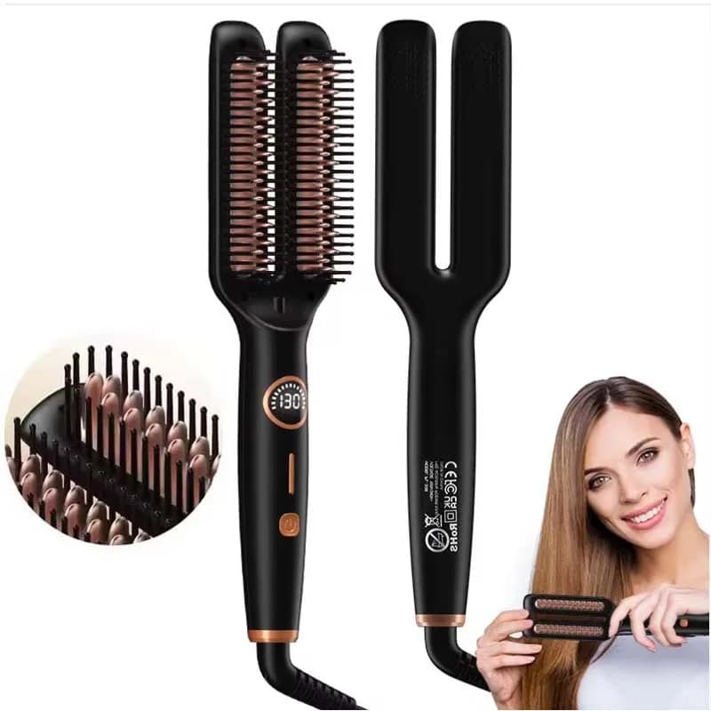 Spazzola Lisciante Elettrica Riscaldata 2-in-1: Piastra Lisciante e Pettine Elettrico Anti-Crespo per Capelli