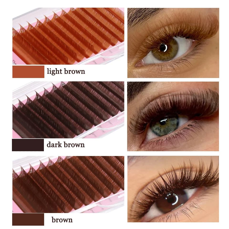 Lashprofessor Dark Brown Individual Eyelashes Extension Colorful Premium Soft Natural Light Brown Classic Volume Lash Supplies