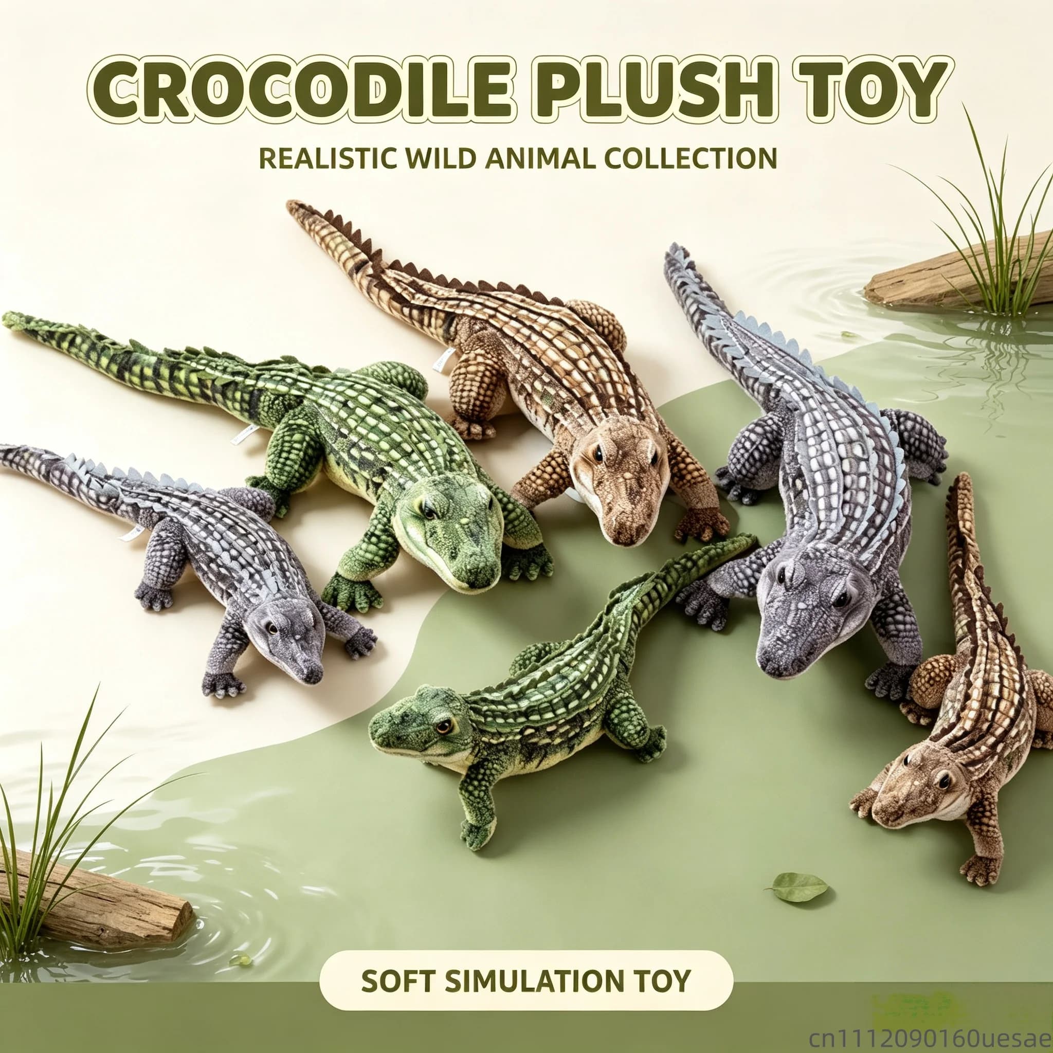 Simulated Crocodile Plush Toys Soft Stuffed Lifelike Green Gray Brown Giant Alligator Pillow Sofa Cushion Home Decor