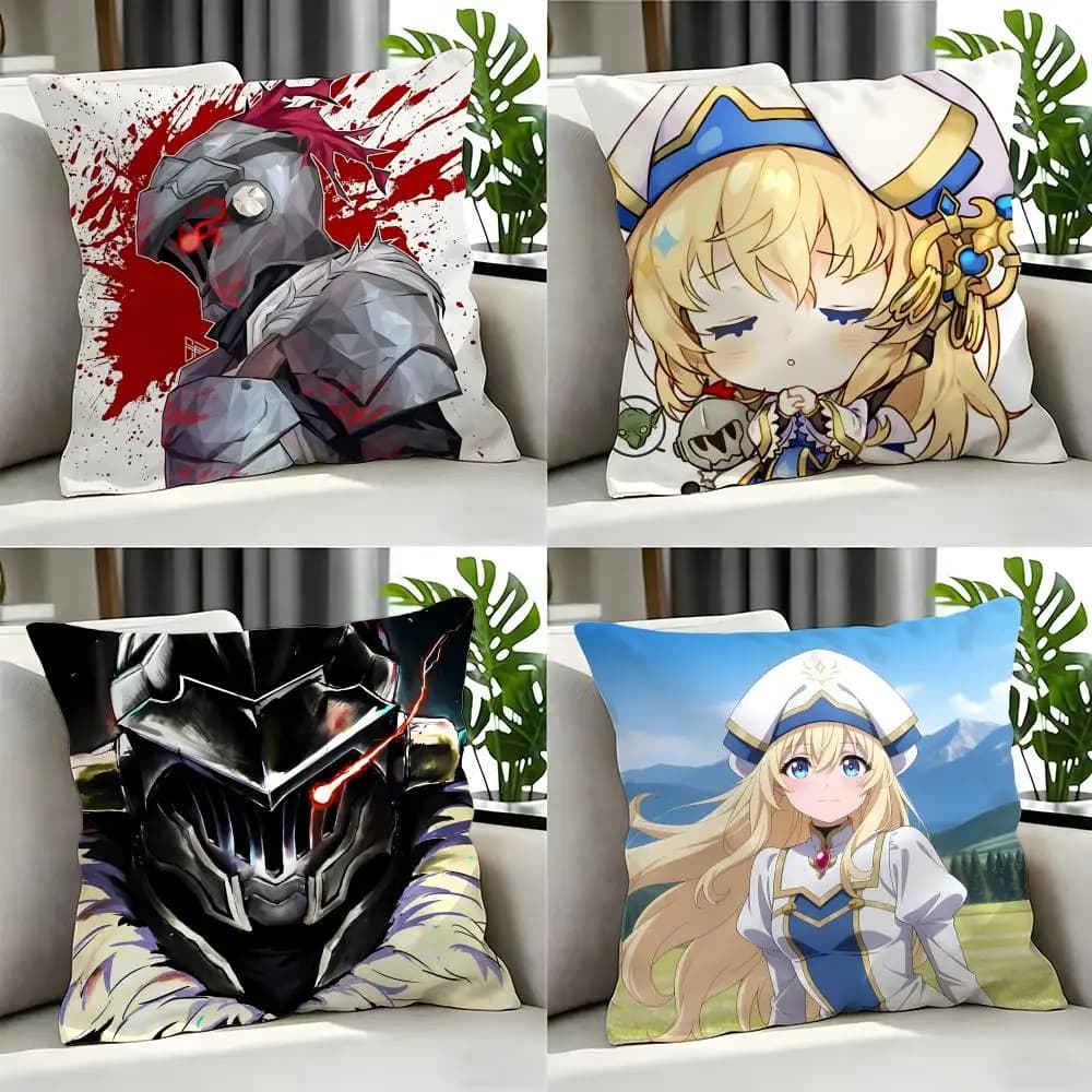 anime Goblin Slayer Cushion Cover Cushion Cover Set 4Pcs 50x50 45x45 40x40 Pillowcase Decorative Sofa Home Decor