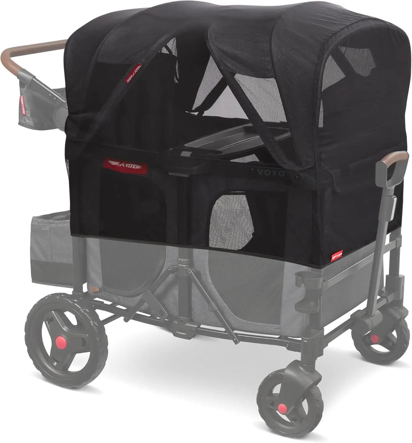 Passeggino a 4 posti con zanzariera e borsa portaoggetti, zanzariera traspirante per passeggino a quattro posti con bordi alti