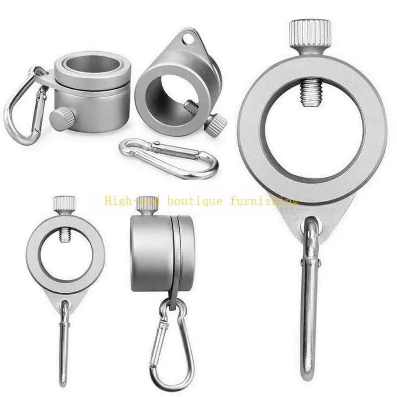 L9NB 2Pcs Aluminum Alloy Flagpole Ring with Carabiner Hook Rotating Flag Mounting