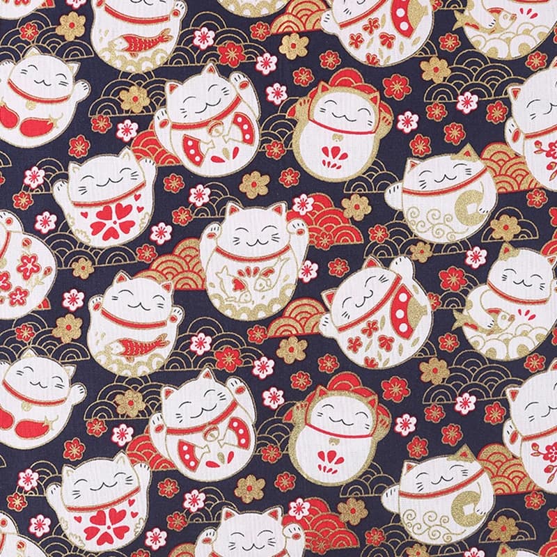 150cm*100cm Japanese Style Cartoon Lucky Cat Printing Cotton Fabric Handmade Cloth Diy Sewing Quilting Crafts