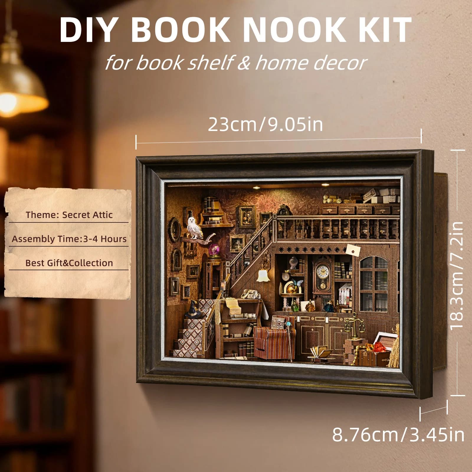 Cornice segreta creativa per foto, fai da te, miniatura di cabina, scena in miniatura, casa di blocchi da costruzione, giocattolo fatto a mano, ornamenti, regalo, luce notturna