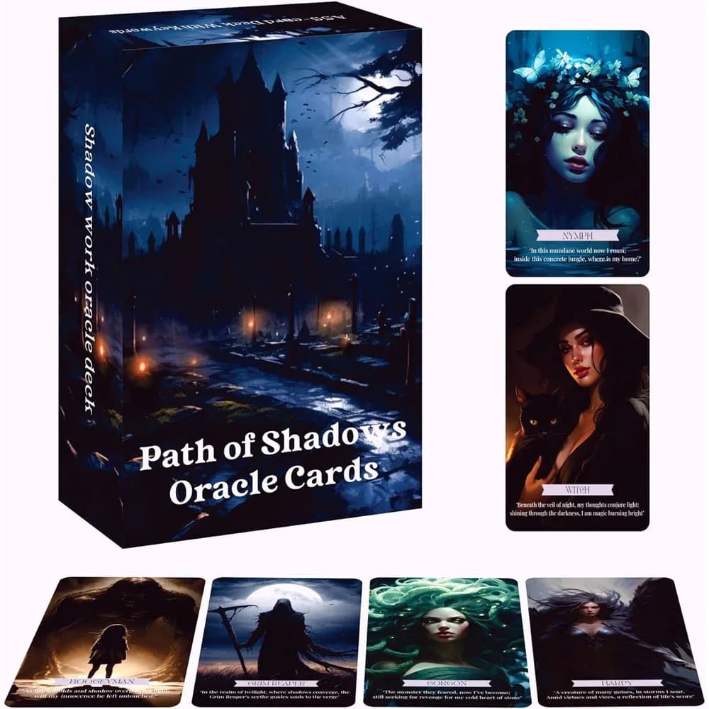 Set di carte Oracle Path of Shadows da 13x8 cm, 55 carte dei Tarocchi per la lettura quotidiana e giochi di carte per la guida spirituale
