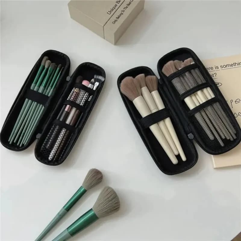 1pc black cosmetic bag case for makeup brushes with double zipper waterproof women handbags bag for makeup portable travel brushes