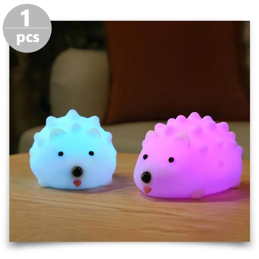 Lampada Notturna a Forma di Riccio in Silicone, Luce da Tavolo Carina per Camera da Letto e Cameretta, Ricaricabile USB, Luce Soffusa Regolabile, Lampada Decorativa da Scrivania