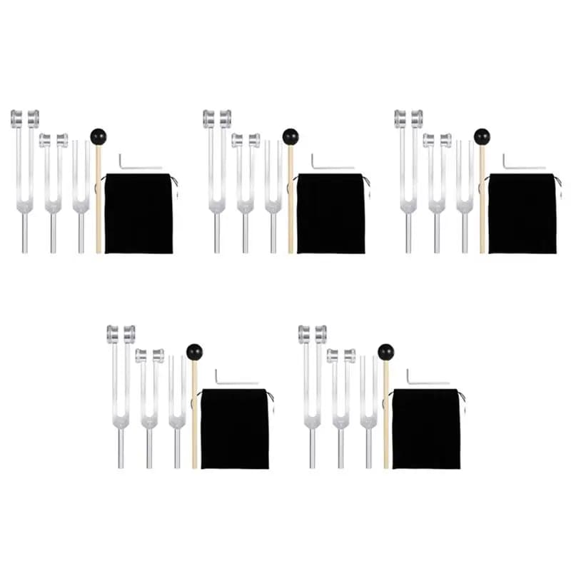 A89E-Tuning Fork Set (128Hz, 256Hz, 512Hz) Of 15 Pack,Tuning Forks With Reflex Hammer For Sound Healing Sound Vibration Tools