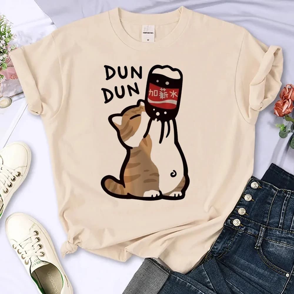 Cat Chinoiserie t-shirt female University Gothic Pop Culture Punk hip hop t-shirt 80s kawaii Pastel Punk Comfortable Gothic