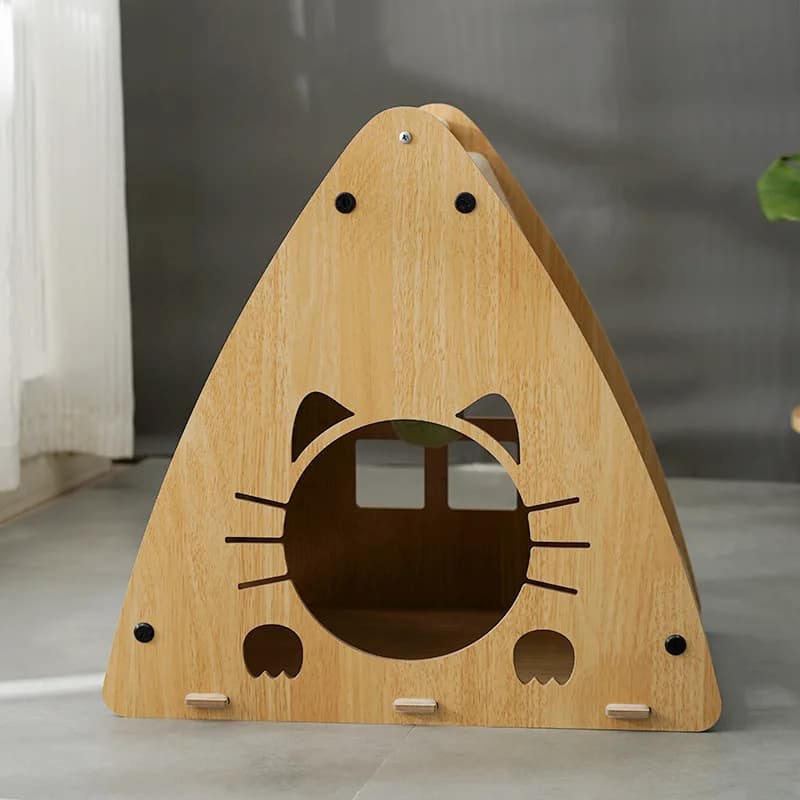 Lettiera per gatti fai-da-te in legno Forniture per animali domestici Triangolo ecologico Casa per gatti Tiragraffi in carta ondulata Giocattoli per gatti creativi