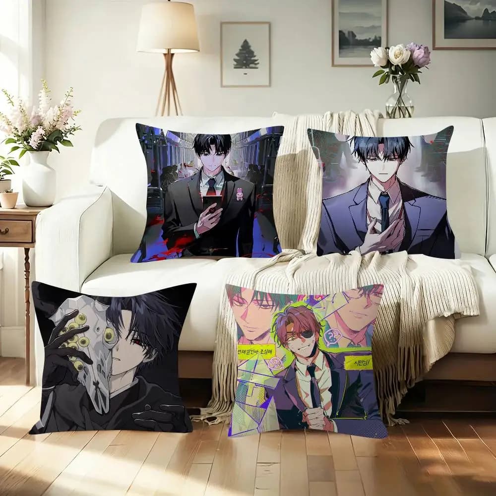 K-Kim S-Soleum Web Novel GSGW Pillow Covers Cartoon Sofa Decorative Home Double-sided Printing Short Plush Cute Cushion Cover