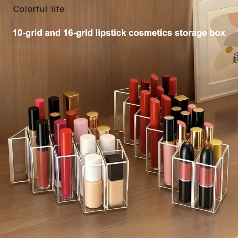 Organizer for make-up Transparent lipstick box 10/16 lipstick grille Nail polish display lipstick case for lipstick shelf