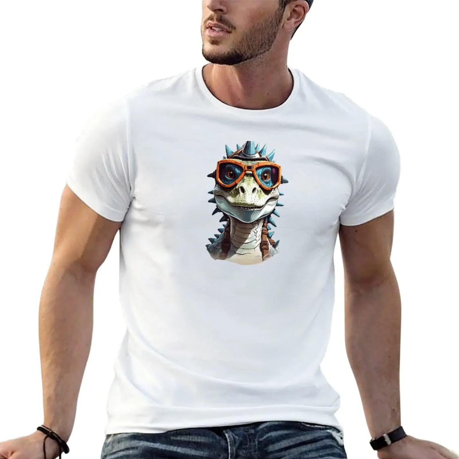 Dinosaur Head with Ski Goggles T-Shirt man t shirts graphic t shirts designer t shirt personalised T-shirt