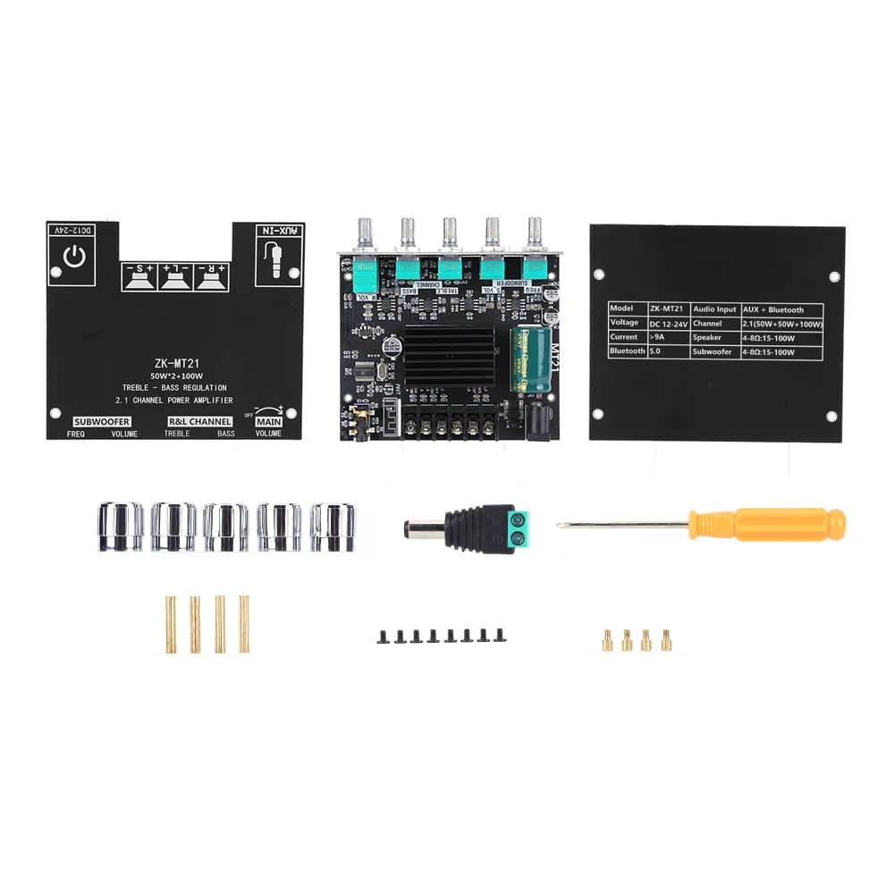 Subwoofer Bluetooth 5.0 ZK-MT21 Channel 2.1 CS8673E 50W x 2 + 100W, Power Stereo Audio Amplifier Card, AUX Low Amplifier