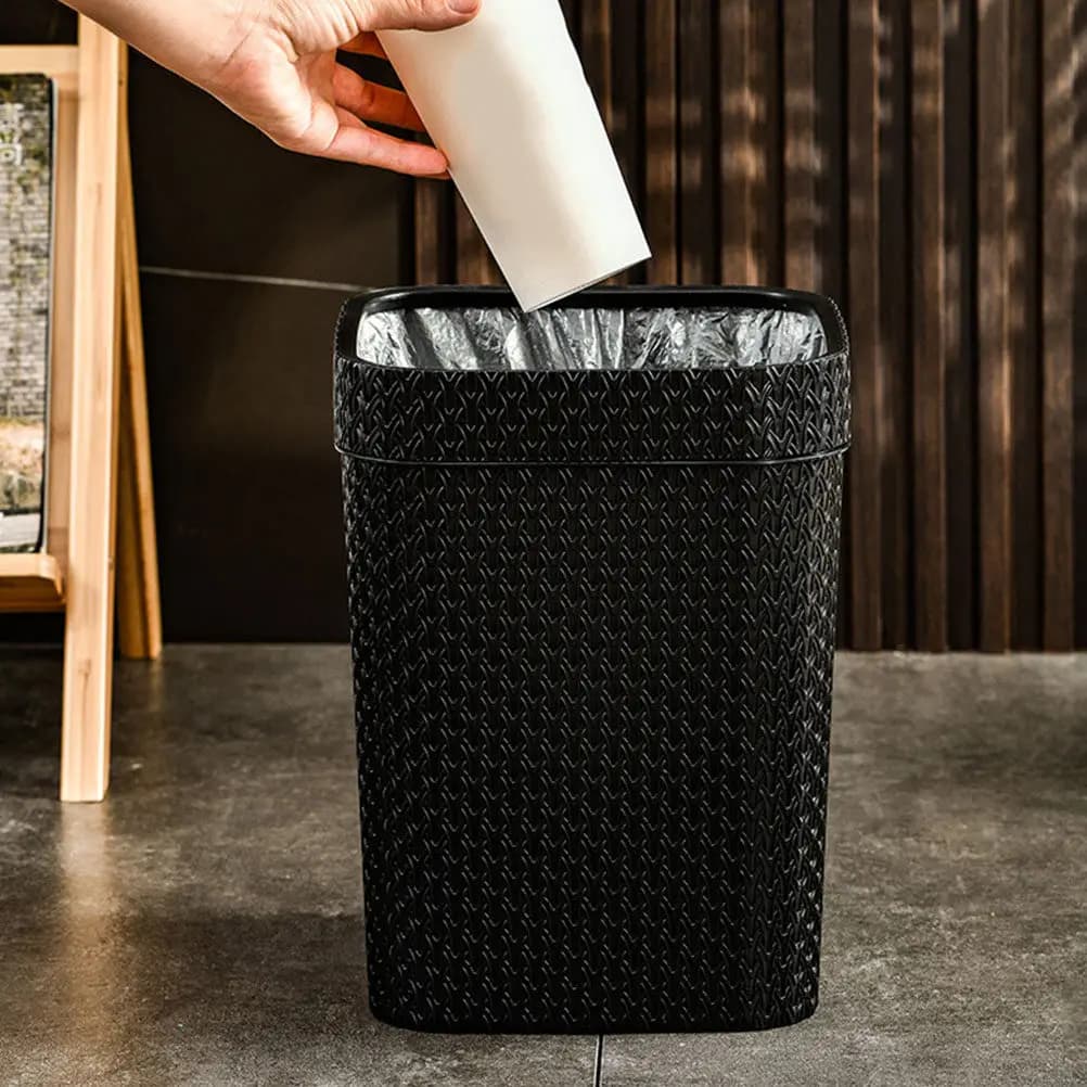 Cestino portaoggetti in rattan per la casa, stile semplice, cestino per rifiuti da ufficio, contenitore per carta e spazzatura domestica