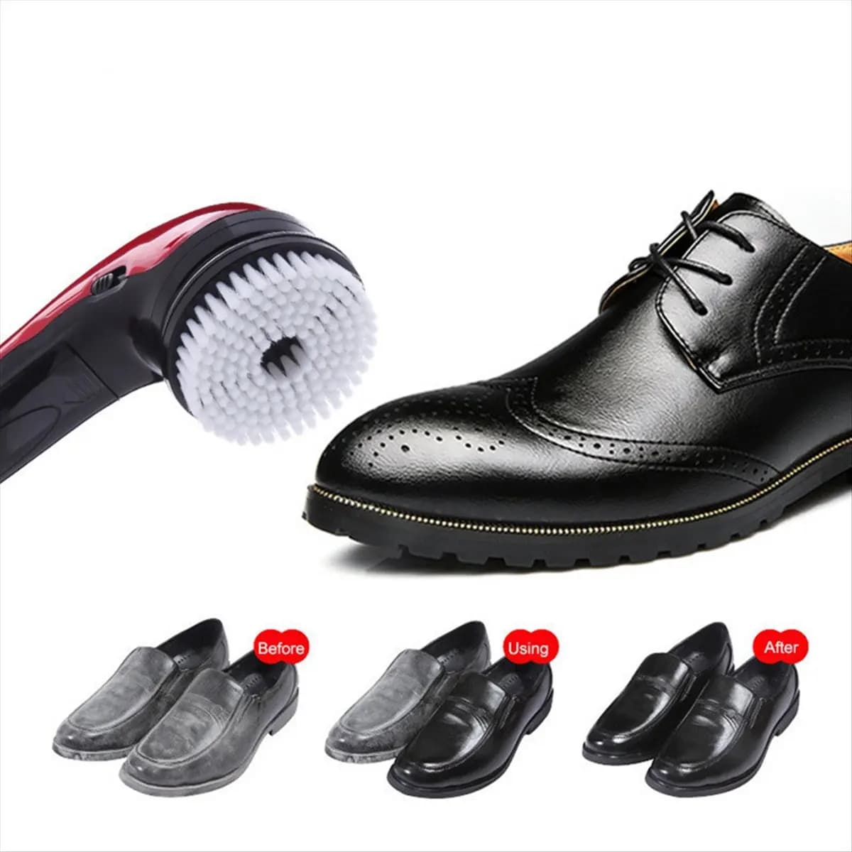 AT33 Lucidatrice Elettrica Portatile per Scarpe, Alimentazione a Batteria/Corrente, Lucidatrice Elettrica per Scarpe Argento con Spina EU