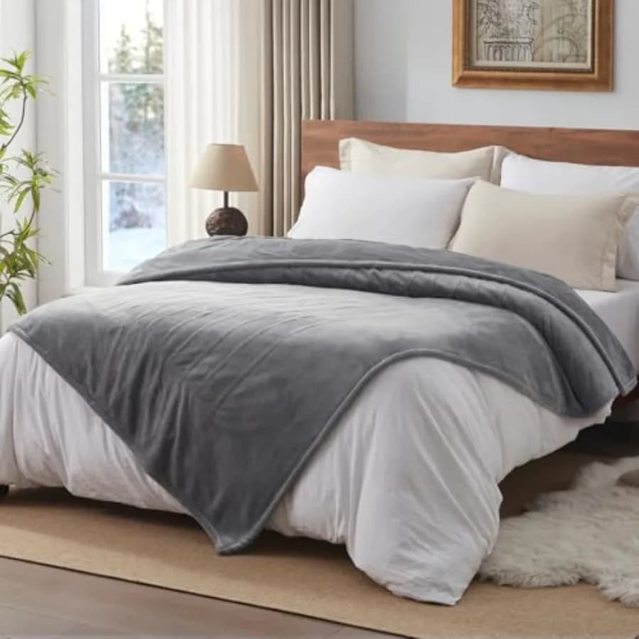 Coperta Elettrica Riscaldata Doppia - 10 Livelli di Calore, Spegnimento Automatico 1-12 Ore, Riscaldamento Rapido, Lavabile in Lavatrice, 62x84 Pollici, Leggera