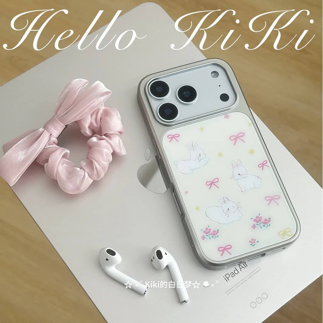 Ins Pink Floral Rabbit Bow Y2K Phone Case For iPhone 17A 16E 15 14 13 12 11 Pro Max 16 15 14 8 7 Plus XR XS MAX Anti Drop Cover