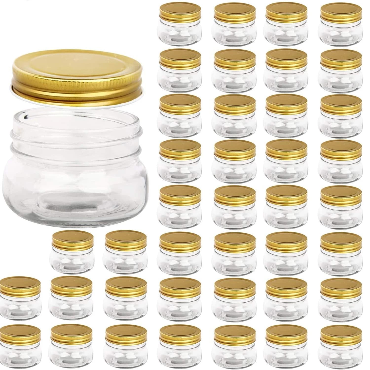 Barattoli di vetro da 150ml, barattoli di vetro trasparente con coperchi, piccoli barattoli di spezie per erbe, gelatina, marmellate, bomboniere, bomboniere, alimenti per bambini