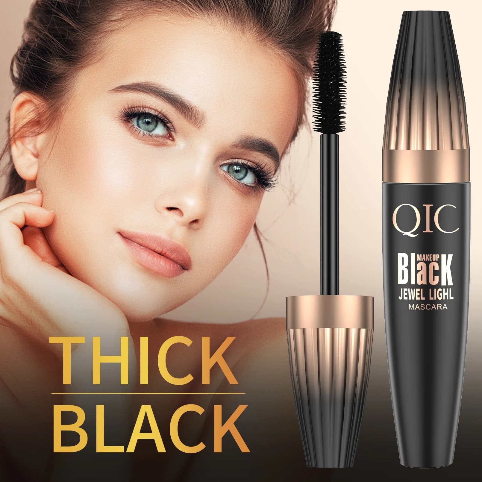 Qic Mascara, Thickening, Lengthening, Curling, Waterproof, Sweat-Proof, Smudge-Proof, Styling Mascara Primer, Beauty Makeup