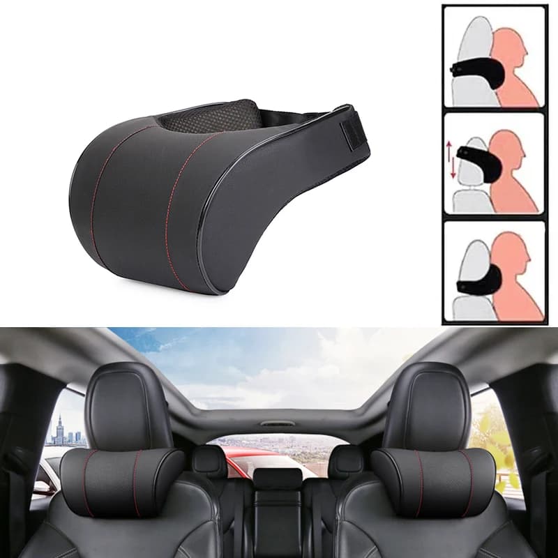 Cuscino per il collo dell'auto in Memory Foam poggiatesta per auto in pelle PU cuscini per il supporto del collo cuscino per il collo del veicolo accessori per interni dell'auto
