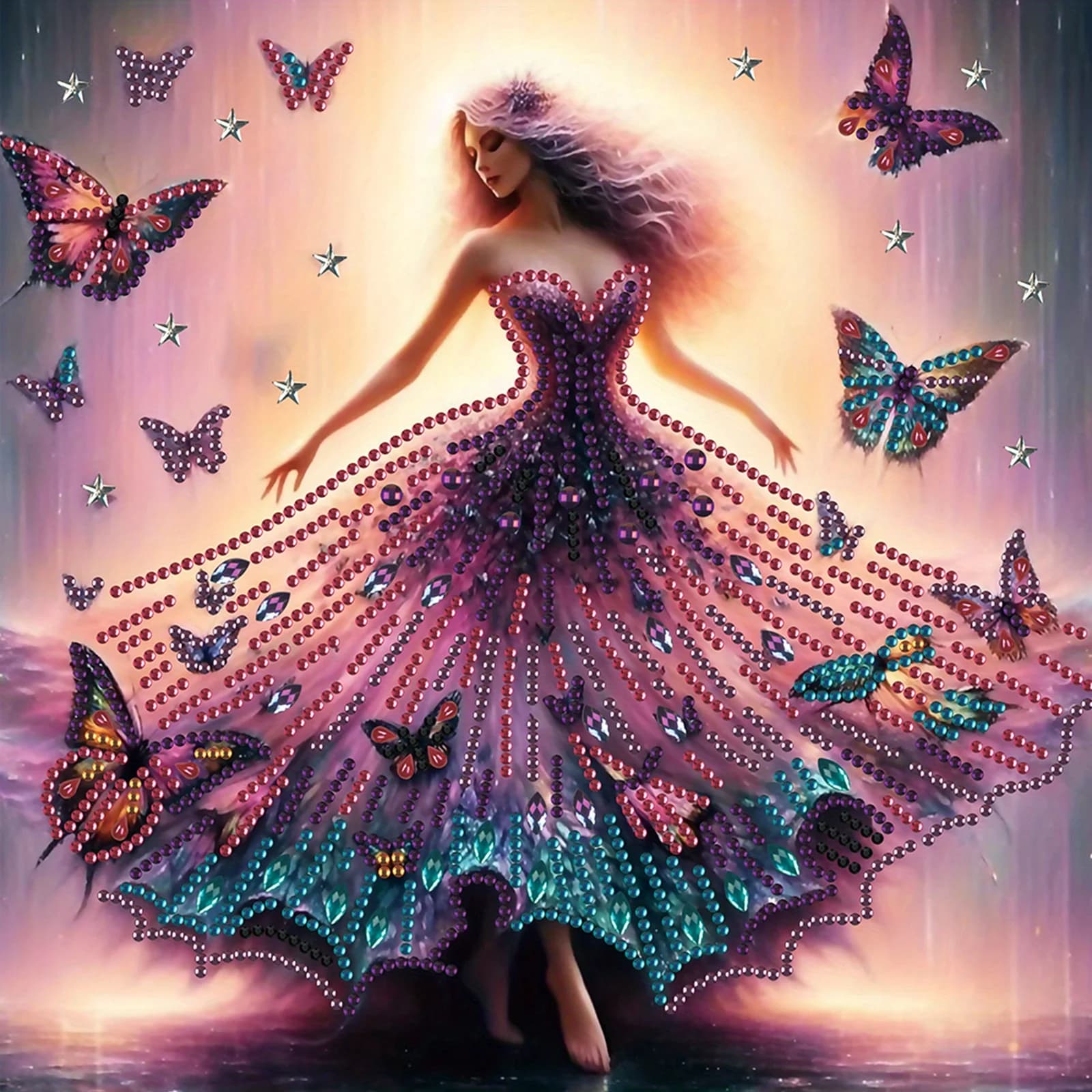 DIY Butterfly Fairy 5D Special Shape Diamond Art Kits for Beginners,Diamond Art Painting Kits for Home Wall Decoration Gift