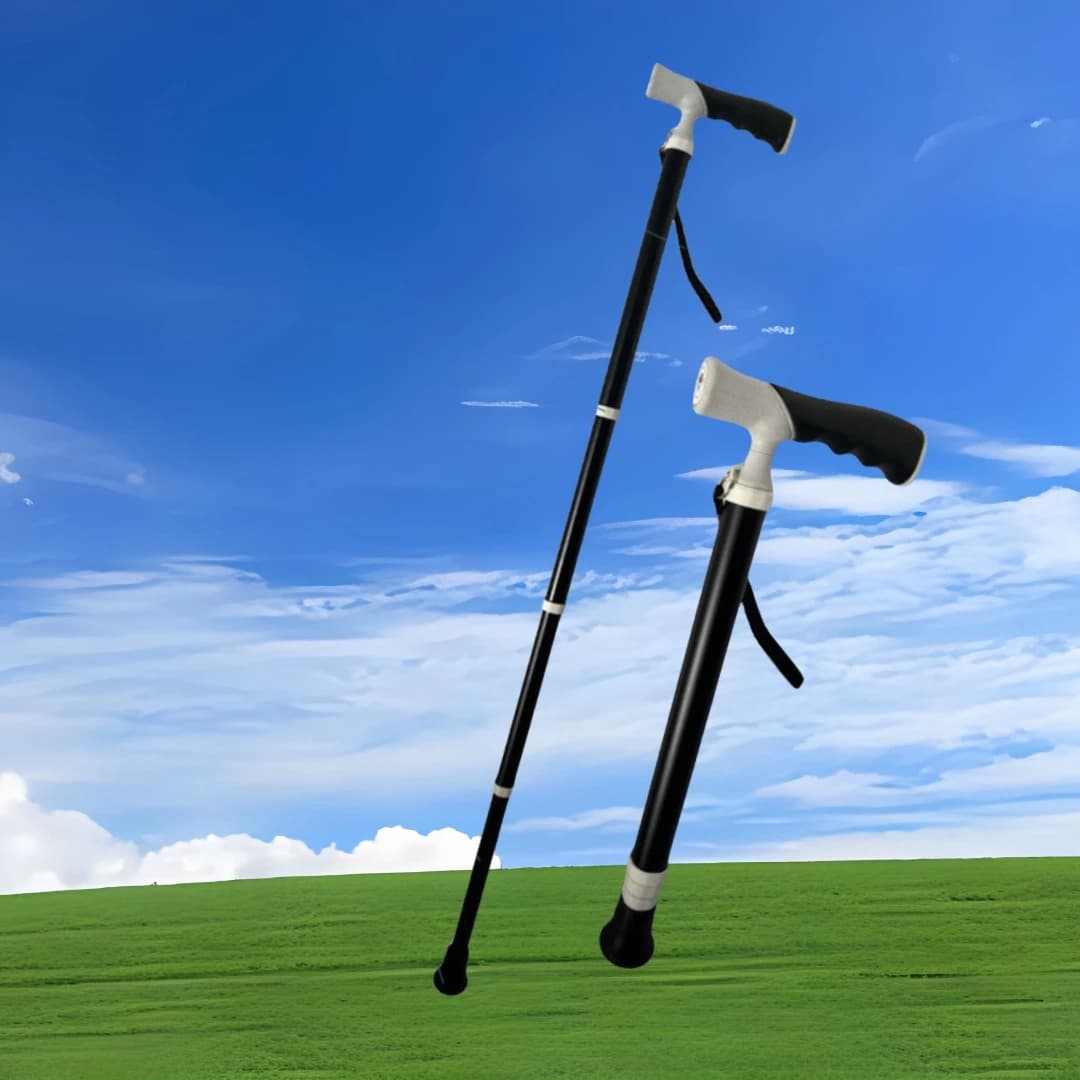 Walking Stick with Adjustable Handle Retractable Trekking Sticks Stretchable Personal Defence Sticks in Titanium Aluminum Alloy