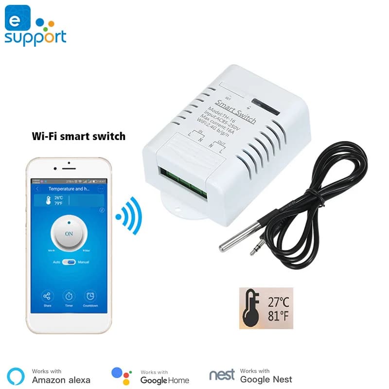 eWelink Smart TH16 Switch 16A monitoraggio della temperatura e dell'umidità interruttore WiFi controllo Wireless compatibile con Alexa Google Home